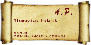 Alexovics Patrik névjegykártya