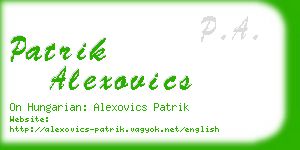 patrik alexovics business card